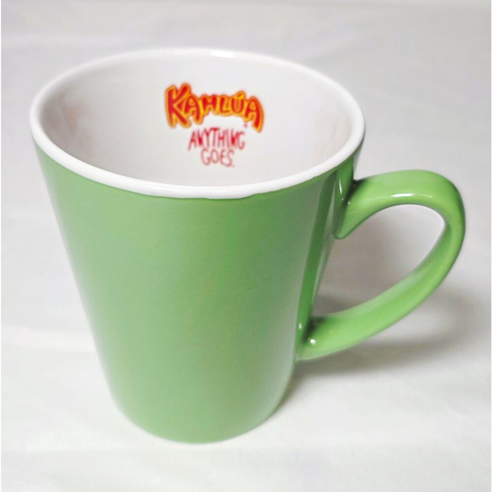 Kahlua "Anything Goes" Green & White Advertising Mug Cup 1999